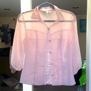Forever 21 sheer light pink long sleeve small